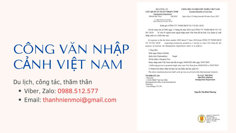 Dịch vụ làm công văn nhập cảnh Việt Nam