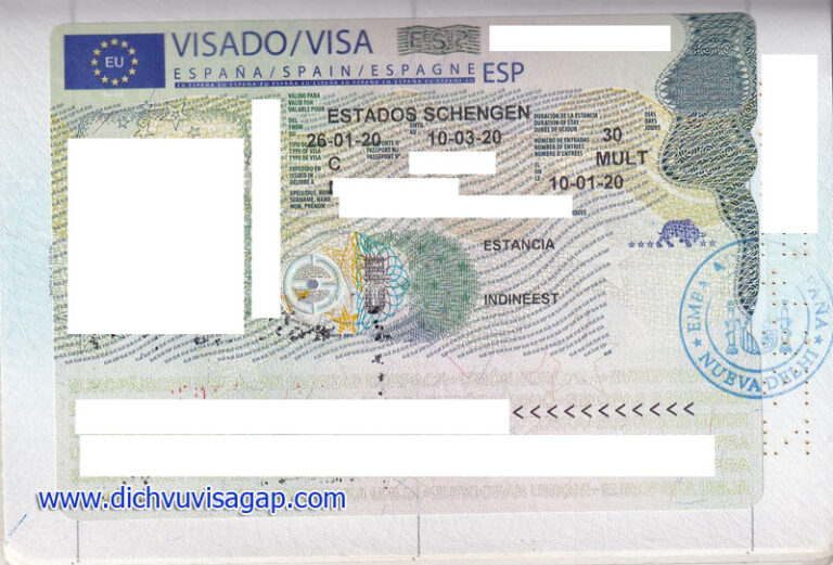 Visa Tây Ban Nha dán vào hộ chiếu Visa Tây Ban Nha dán vào hộ chiếu