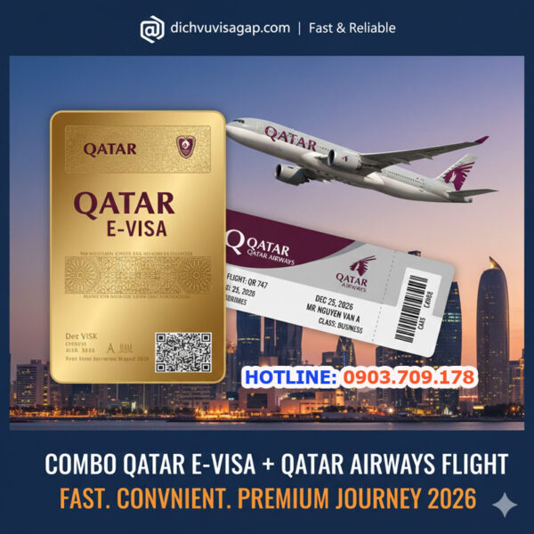Combo Qatar e-visa & vé máy bay Qatar Airways
