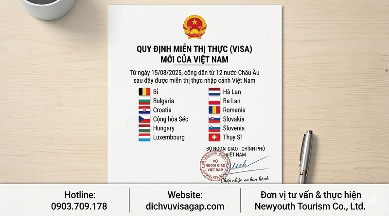 Miễn Việt Nam visa cho 12 nước Châu Âu từ ngày 15/08/2025