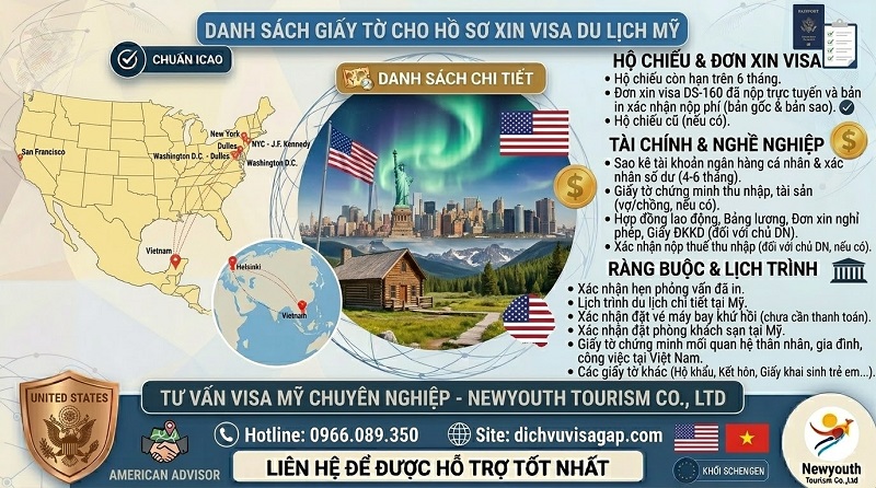 Hồ sơ xin visa du lịch Mỹ