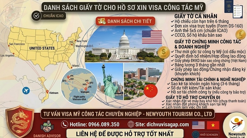 Hồ sơ xin visa công tác Mỹ
