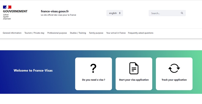 Giao diện chính Website France-visas