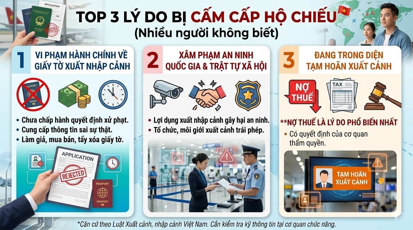 Top 3 lý do bị cấm cấp hộ chiếu nhiều người không biết