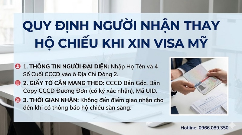 Quy định người đại diện nhận thay hộ chiếu khi xin visa Mỹ